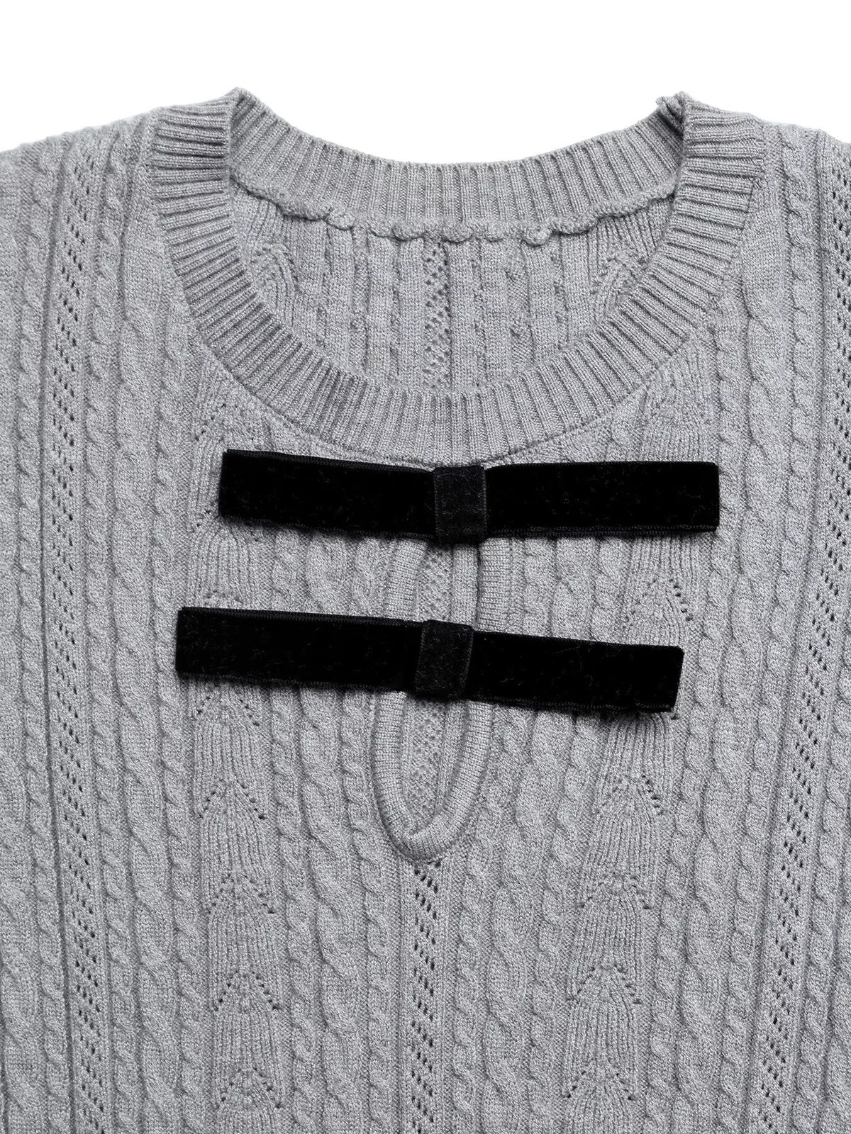 Cable Knit A-Line Sweater Dress in Gray, view 6