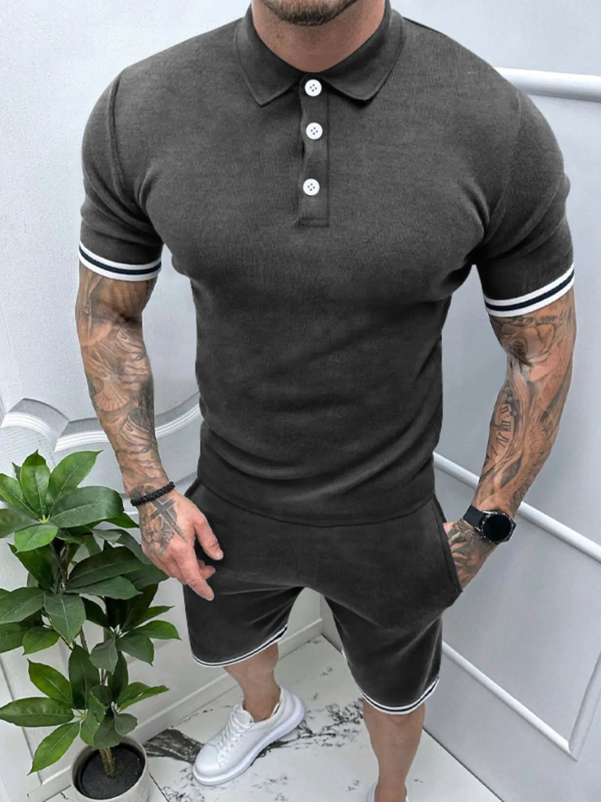 Men's Short Sleeve Polo and Shorts Set, view 3
