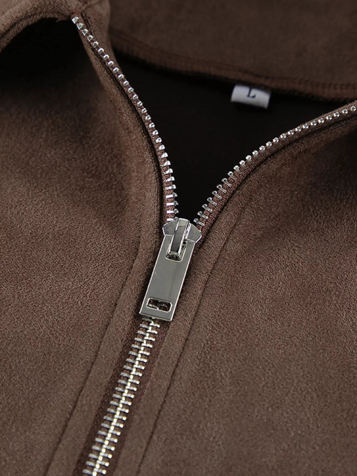 Zip-Up Dropped Shoulder Jacket in Brown, view 8