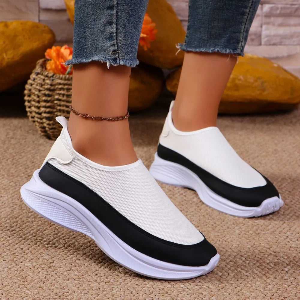 Mesh Contrast Flat Slip-Ons, view 3
