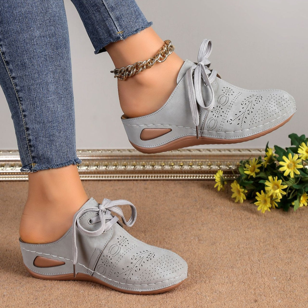 Lace-Up Wedge Slip-Ons, view 3