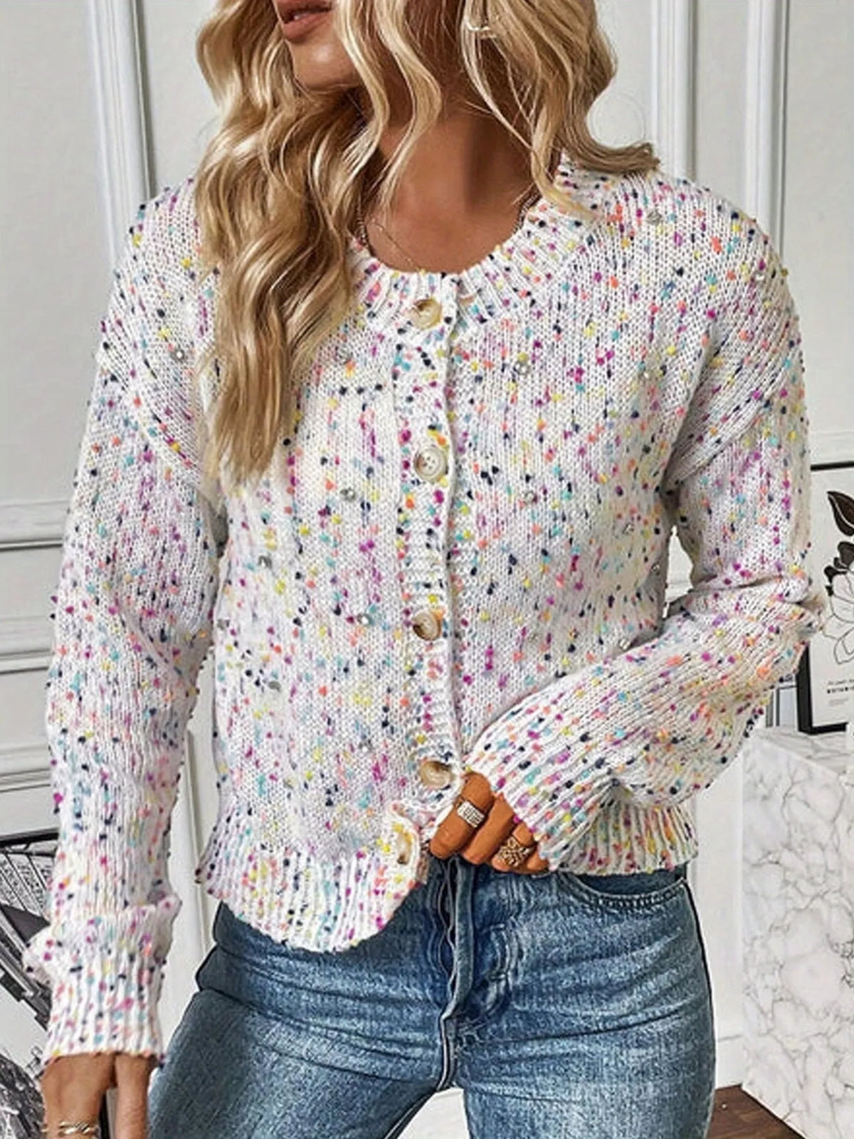 Textured Knit Button-Up Cardigan - Lilixa.store