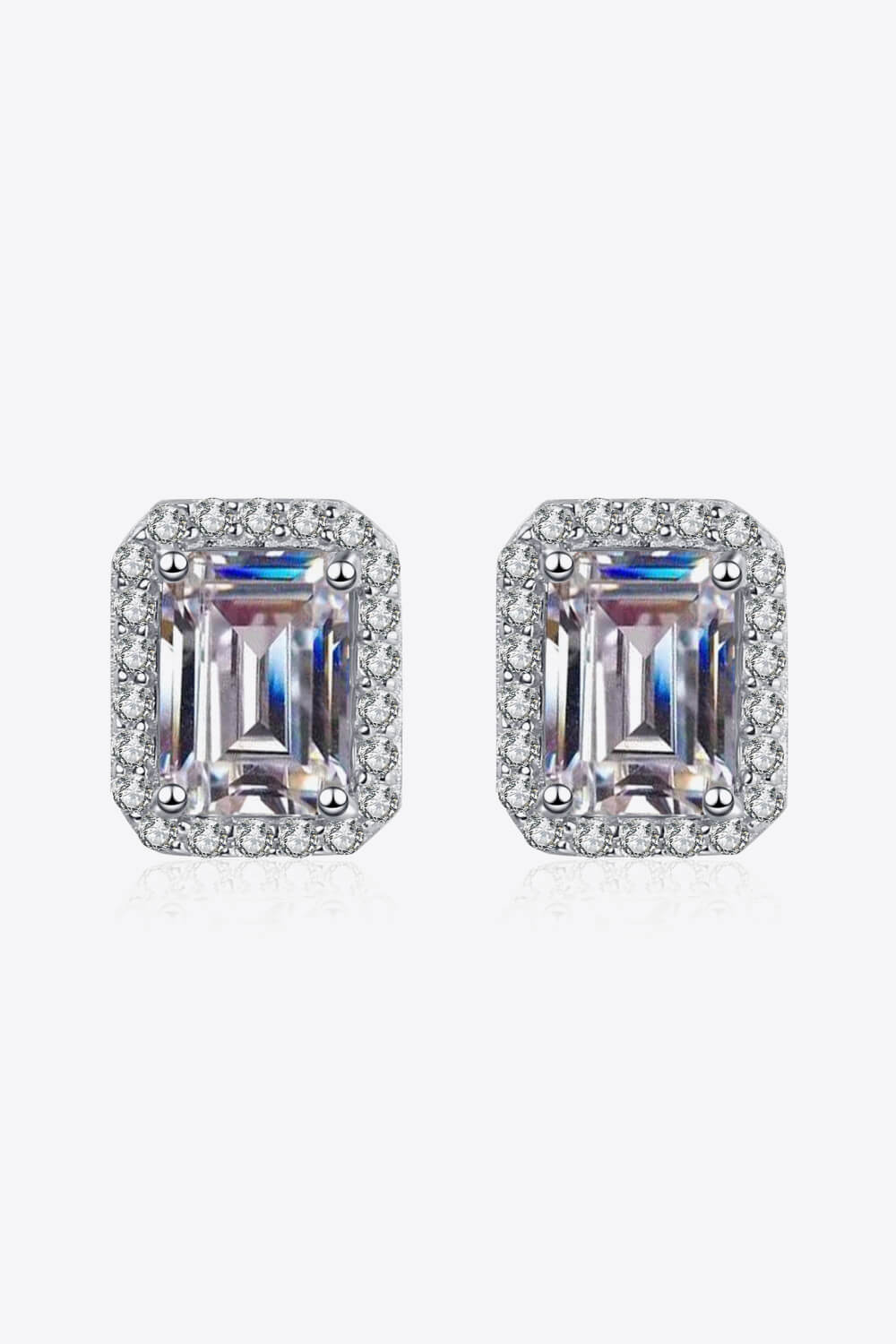 Adored 1 Carat Moissanite Rhodium-Plated Square Stud Earrings - Lilixa.store