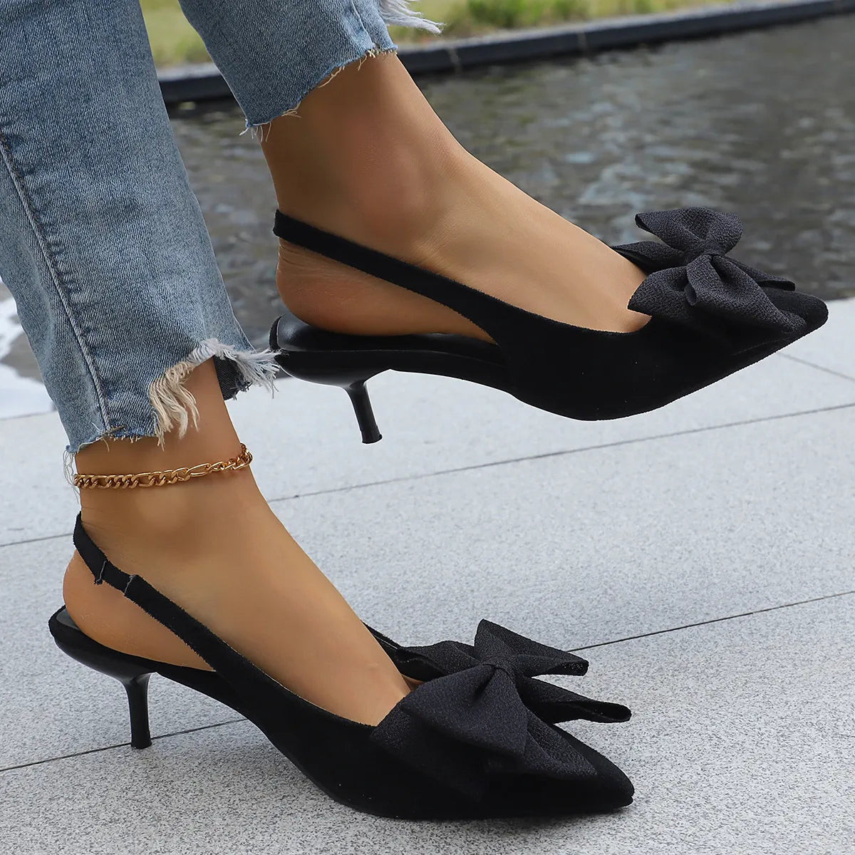 Bow Point Toe Kitten Heels Pumps - Lilixa.store