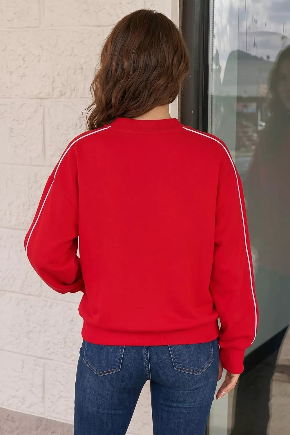 Stand Neck Long Sleeve Regular Fit Sweatshirt - Lilixa.store