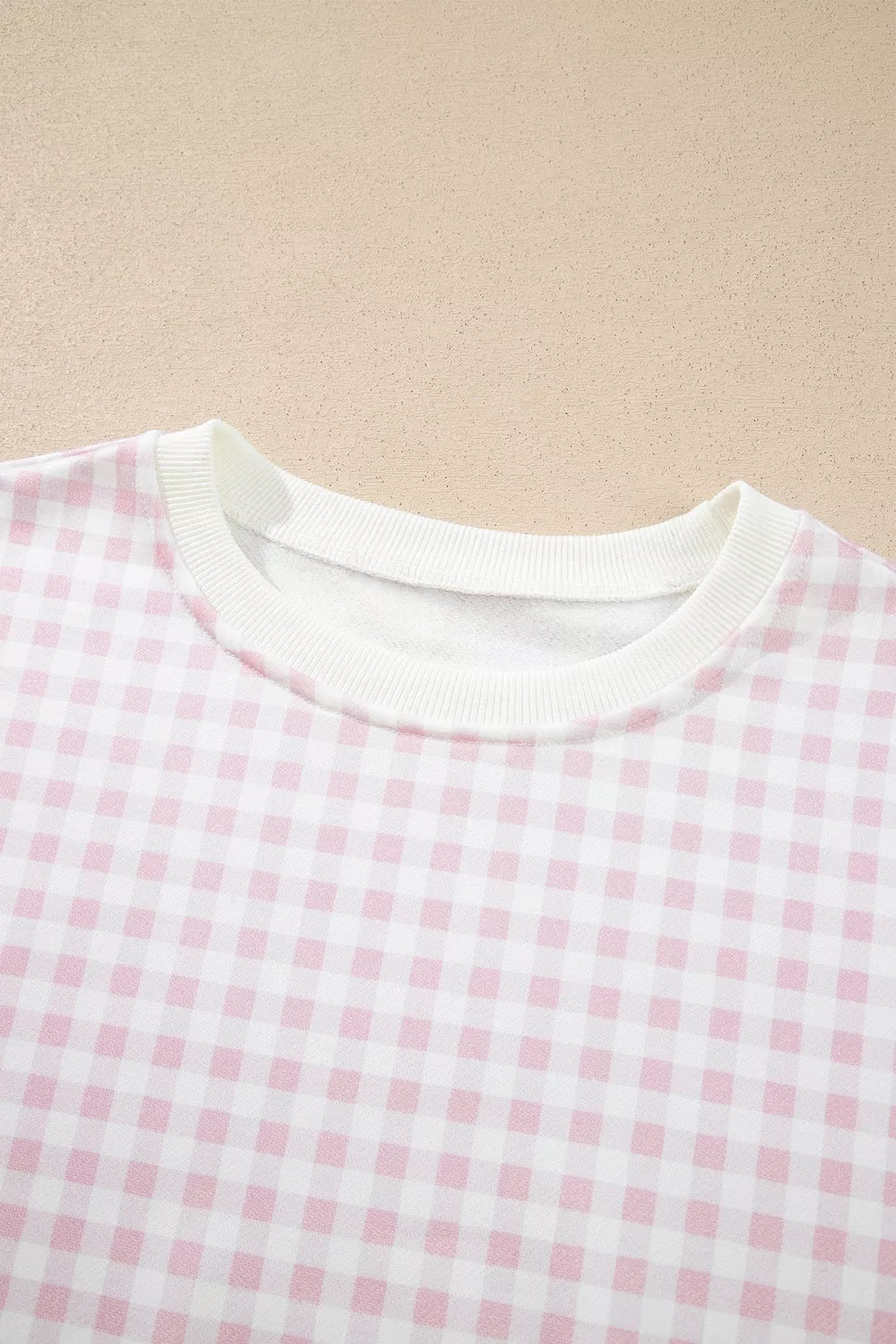 Gingham Long Sleeve Sweatshirt and Shorts Set - Lilixa.store