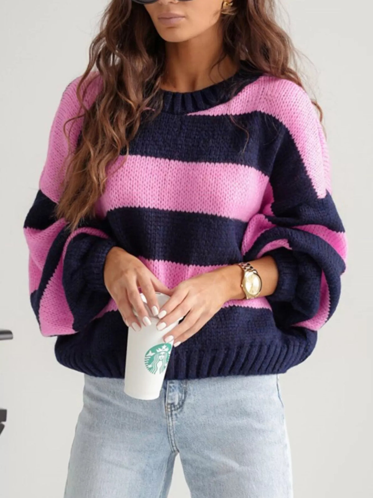 Striped Dropped Shoulder Sweater