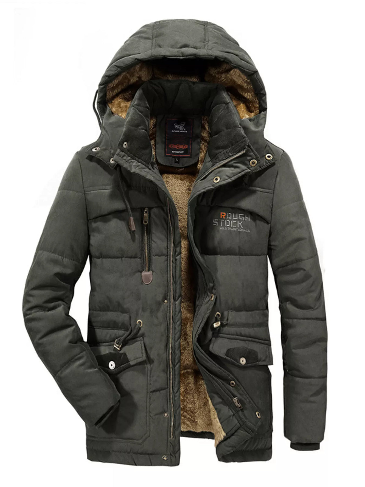 Men's Plus Size Hooded Zip Up Parka Coat - Lilixa.store