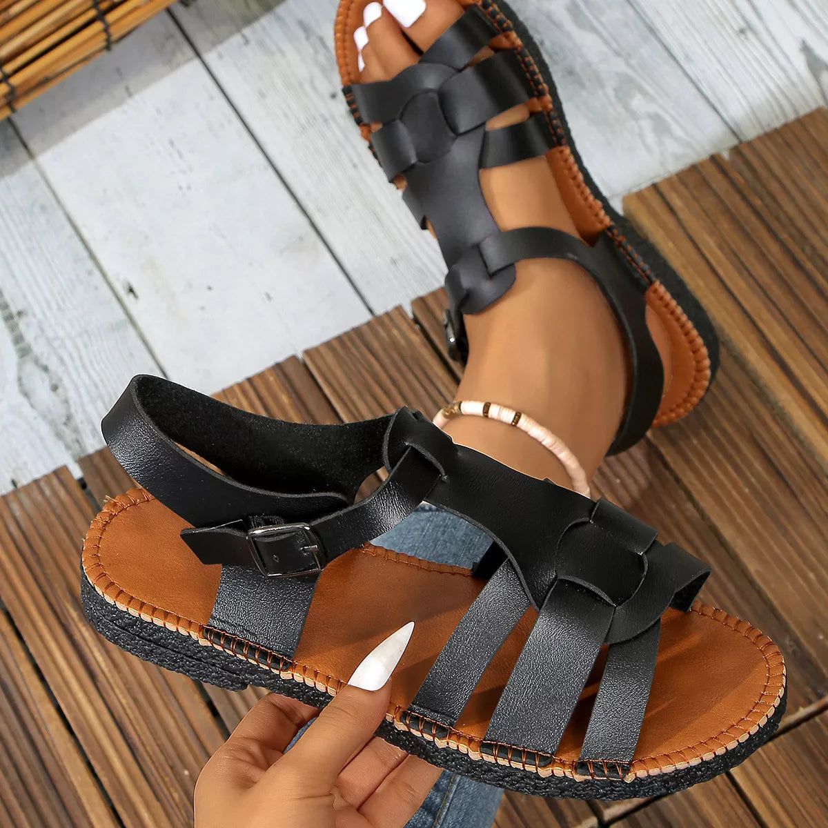 Open Toe Flat Sandals - Lilixa.store