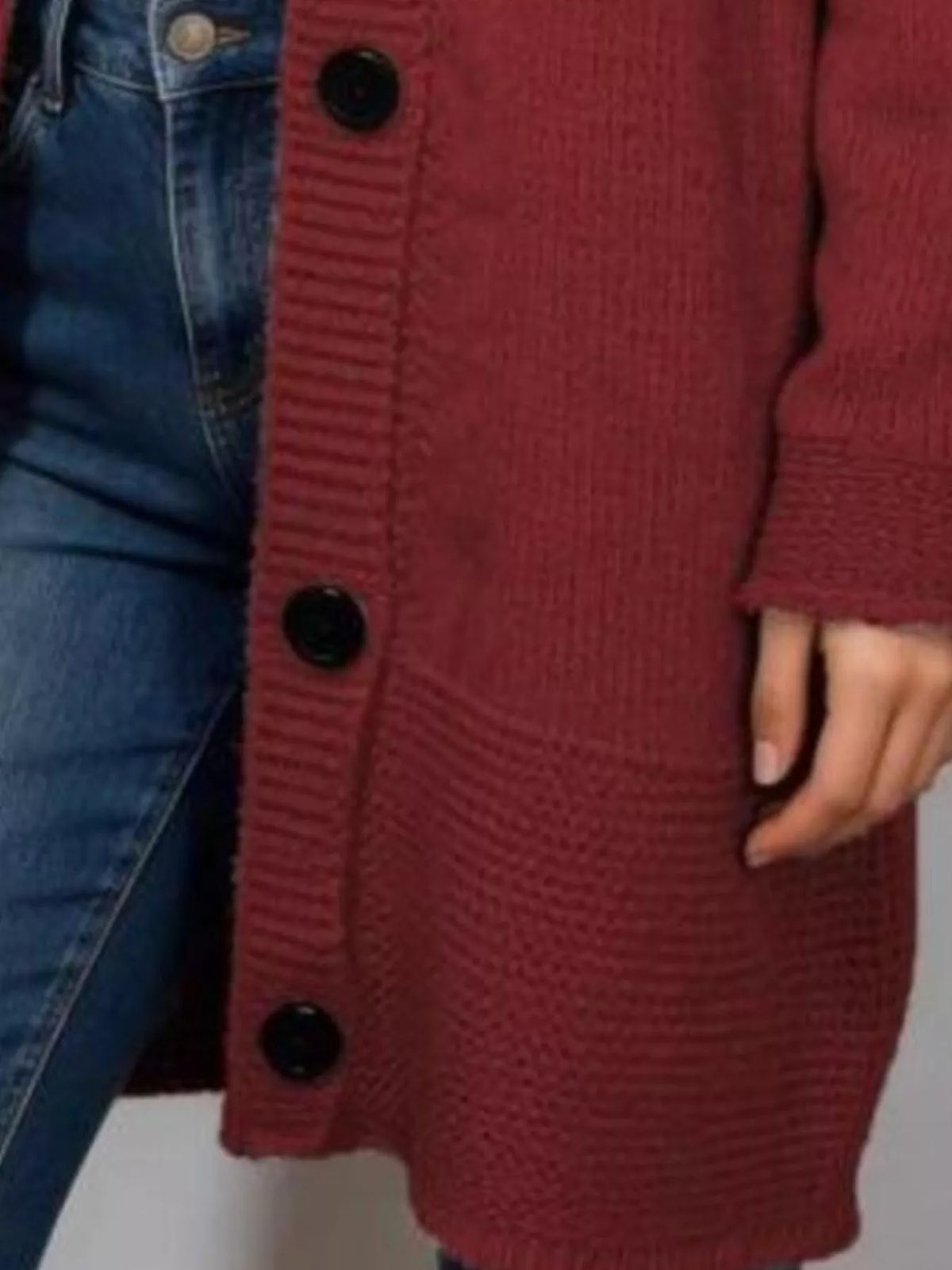 Full Size Casual Hooded Button-Down Knit Cardigan Plus Size - Lilixa.store