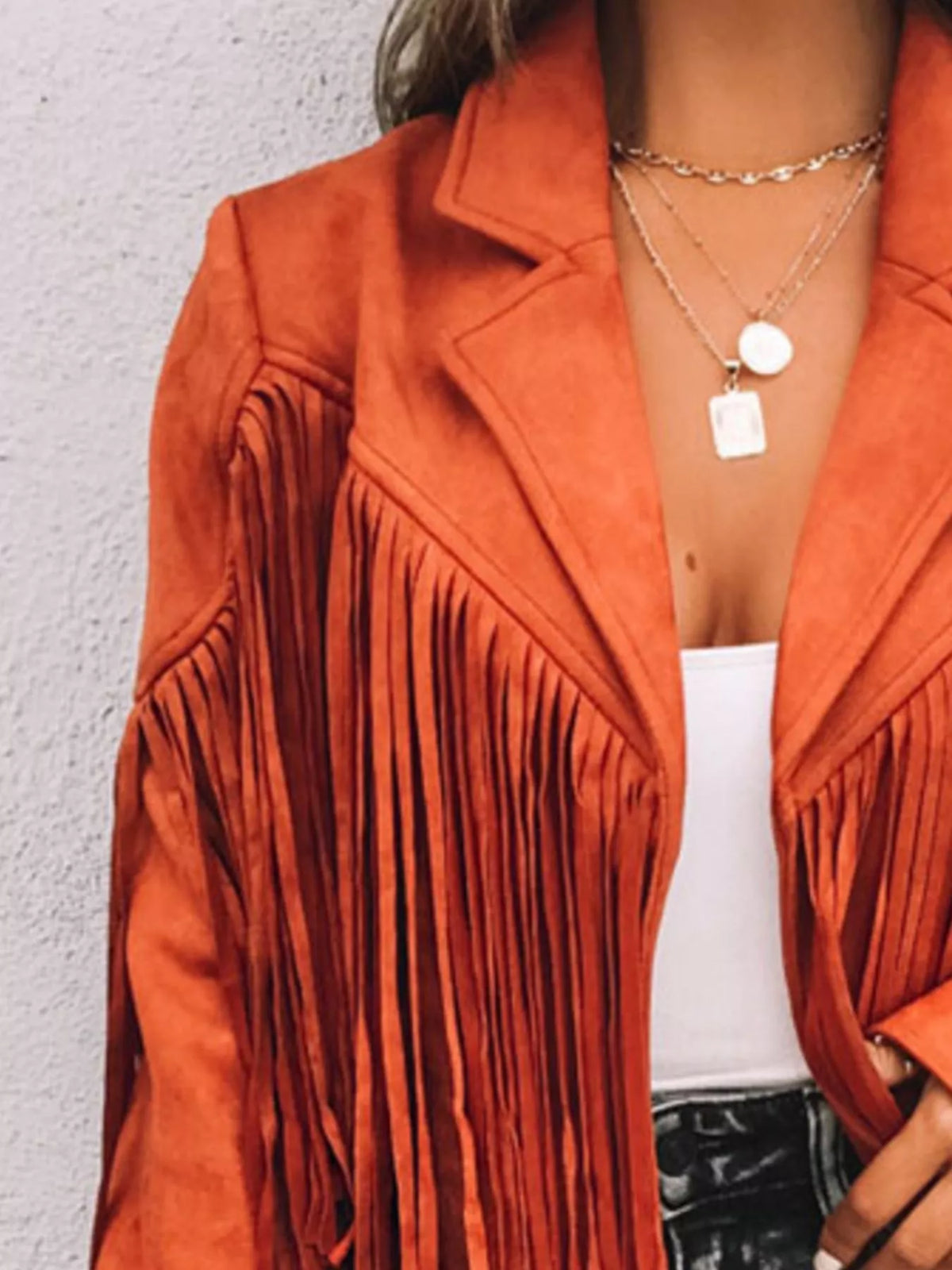 Fringe Open Front Cropped Jacket, view 8