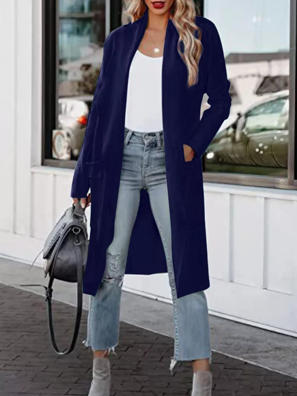 Open Front Dropped Shoulder Outerwear - Lilixa.store