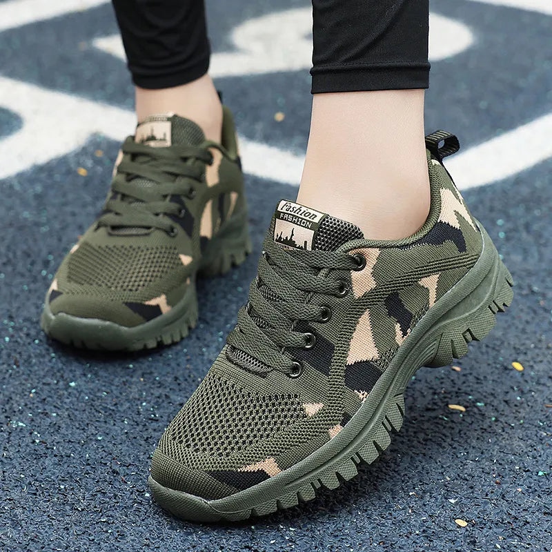 Camouflage Lace Up Mesh Breathable Athletic - Lilixa.store