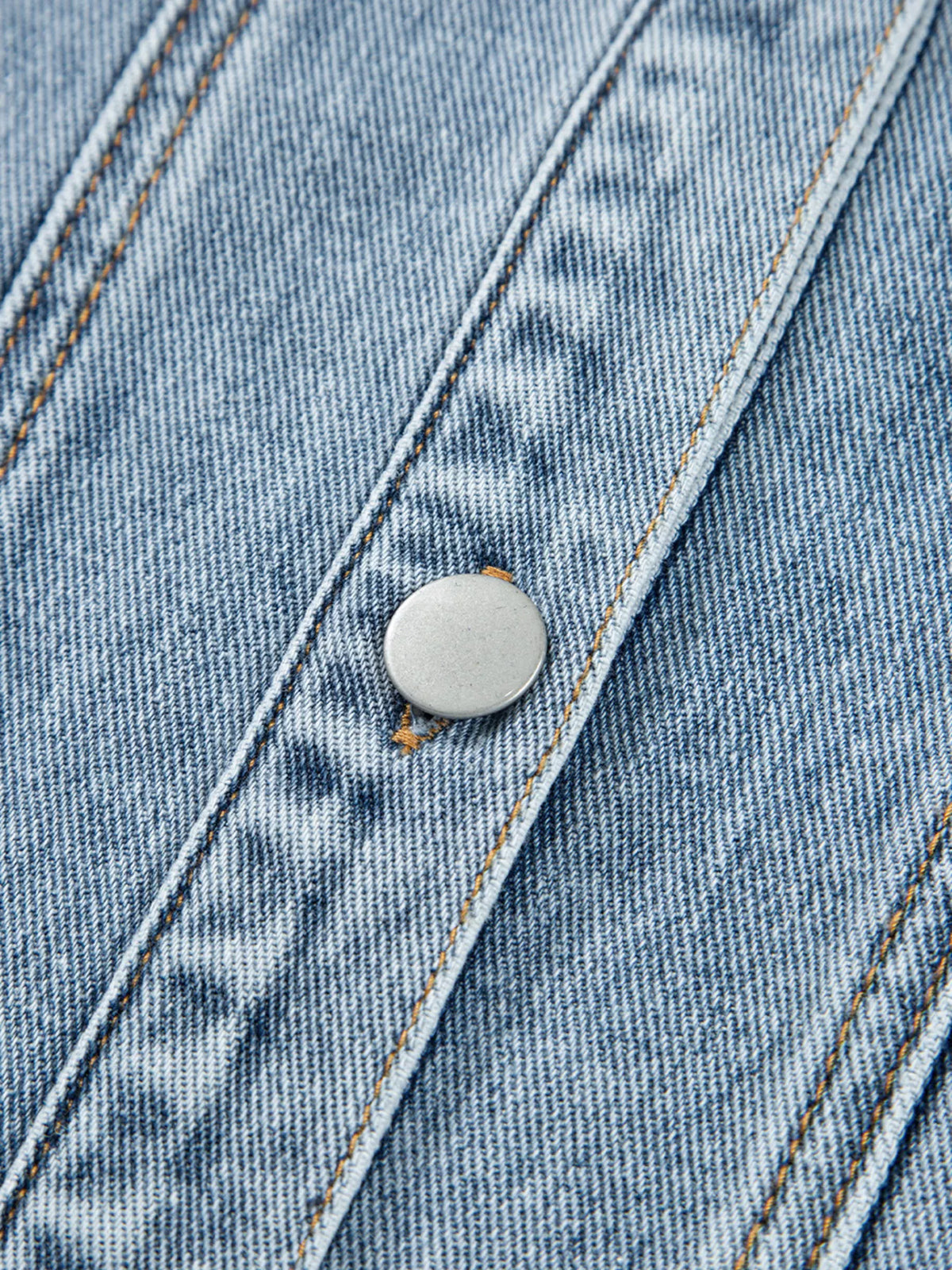 Scallop Trim Collar Patched Pocket Button Up Denim Jacket, view 9