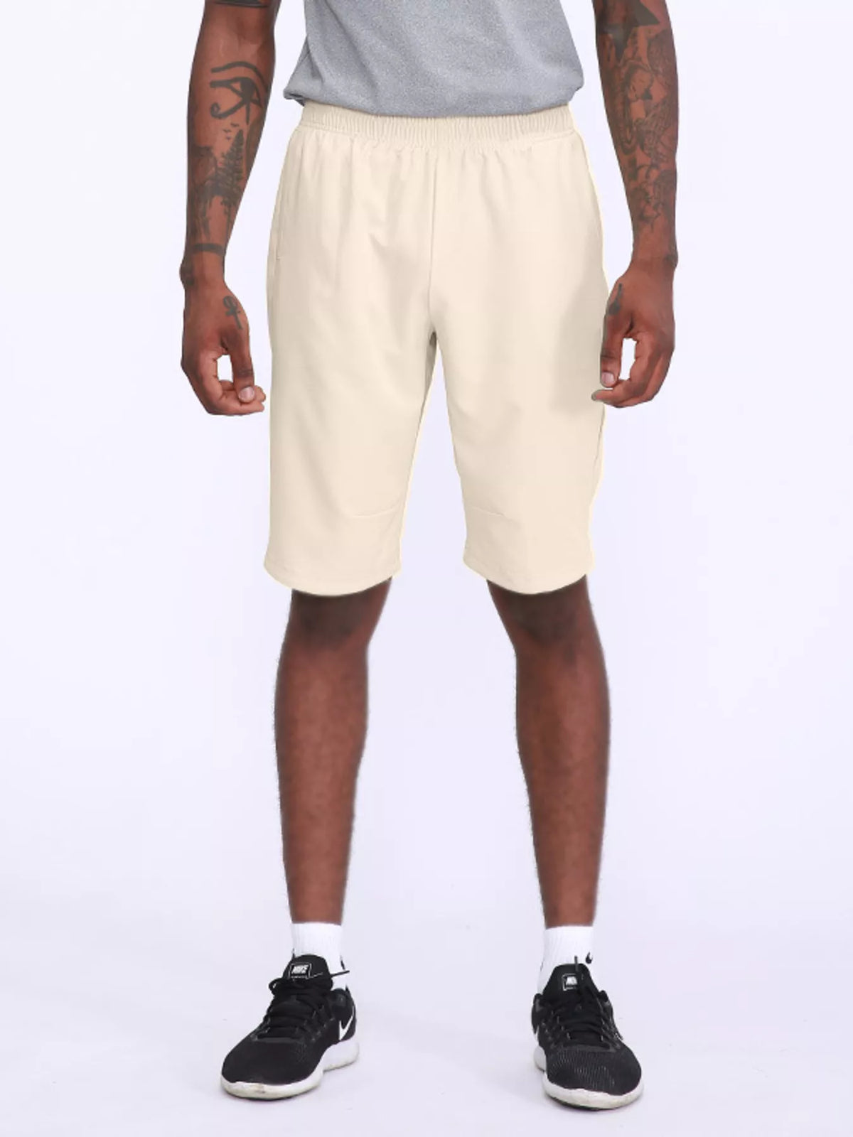 Men's Elastic Waist Lightweight Active Shorts in Tan
