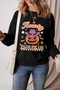 Jack-O'-Lantern Round Neck Long Sleeve Sweatshirt - Lilixa.store