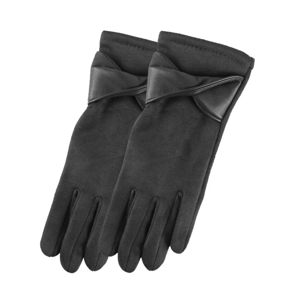 Warm Leather Trimmed Suede Gloves - Lilixa.store