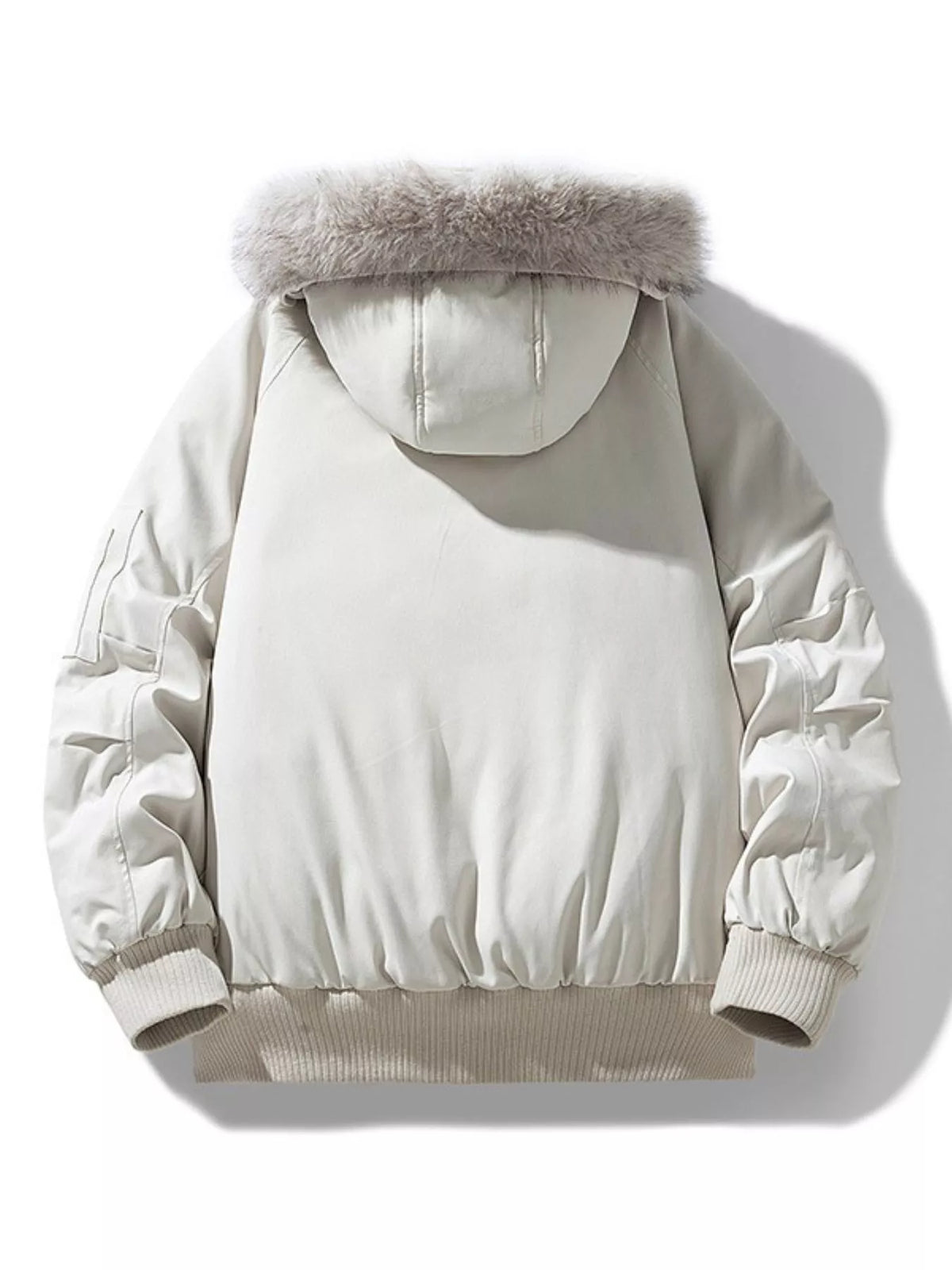 Men's Plus Size Faux Fur Hooded Padded Bomber Jacket - Lilixa.store