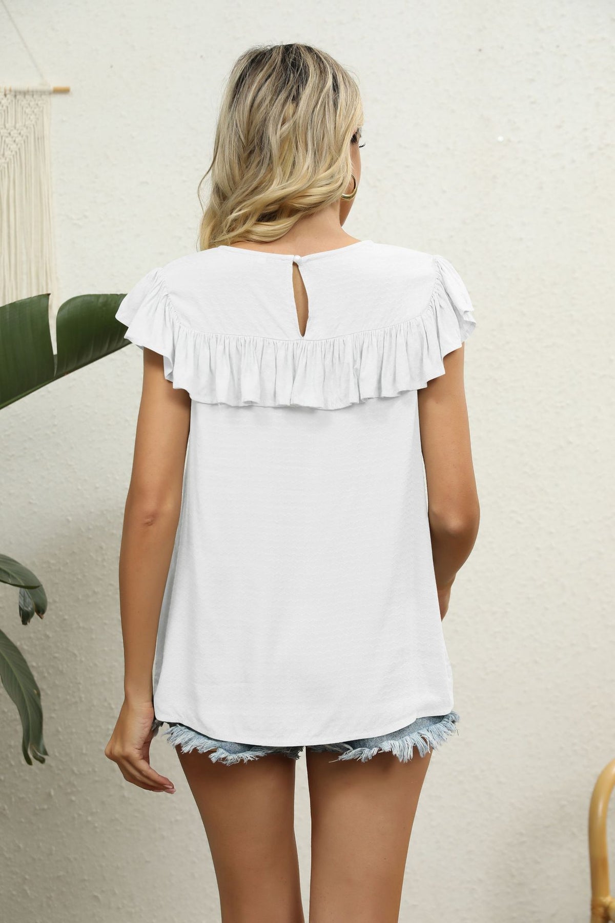 Spliced Lace Ruffled Blouse, view 6