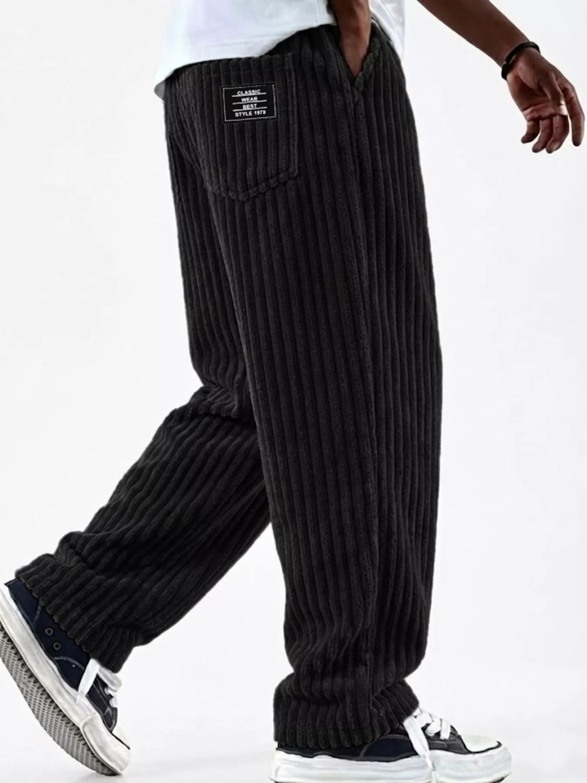 Men's Full Size Casual Corduroy Wide-Leg Pants Plus Size