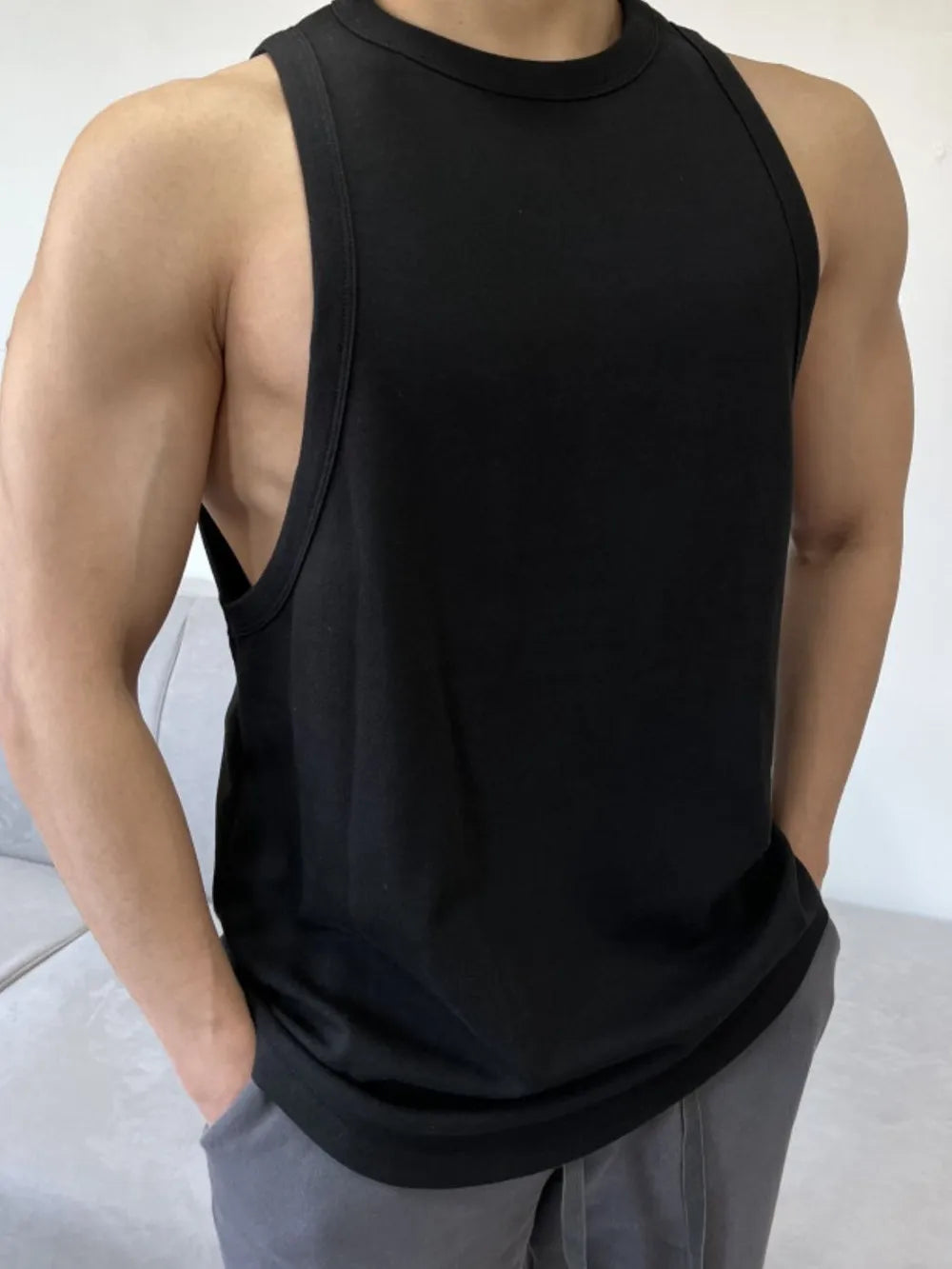Men's Plus Size Round Neck Tank, view 2