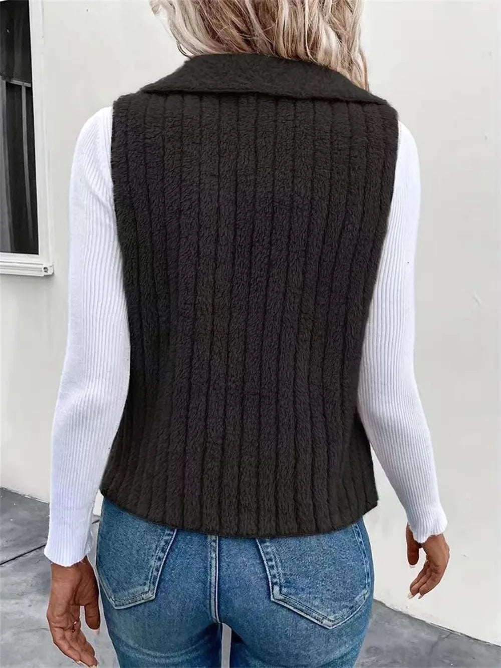 Open Front Fuzzy Vest Coat, view 5