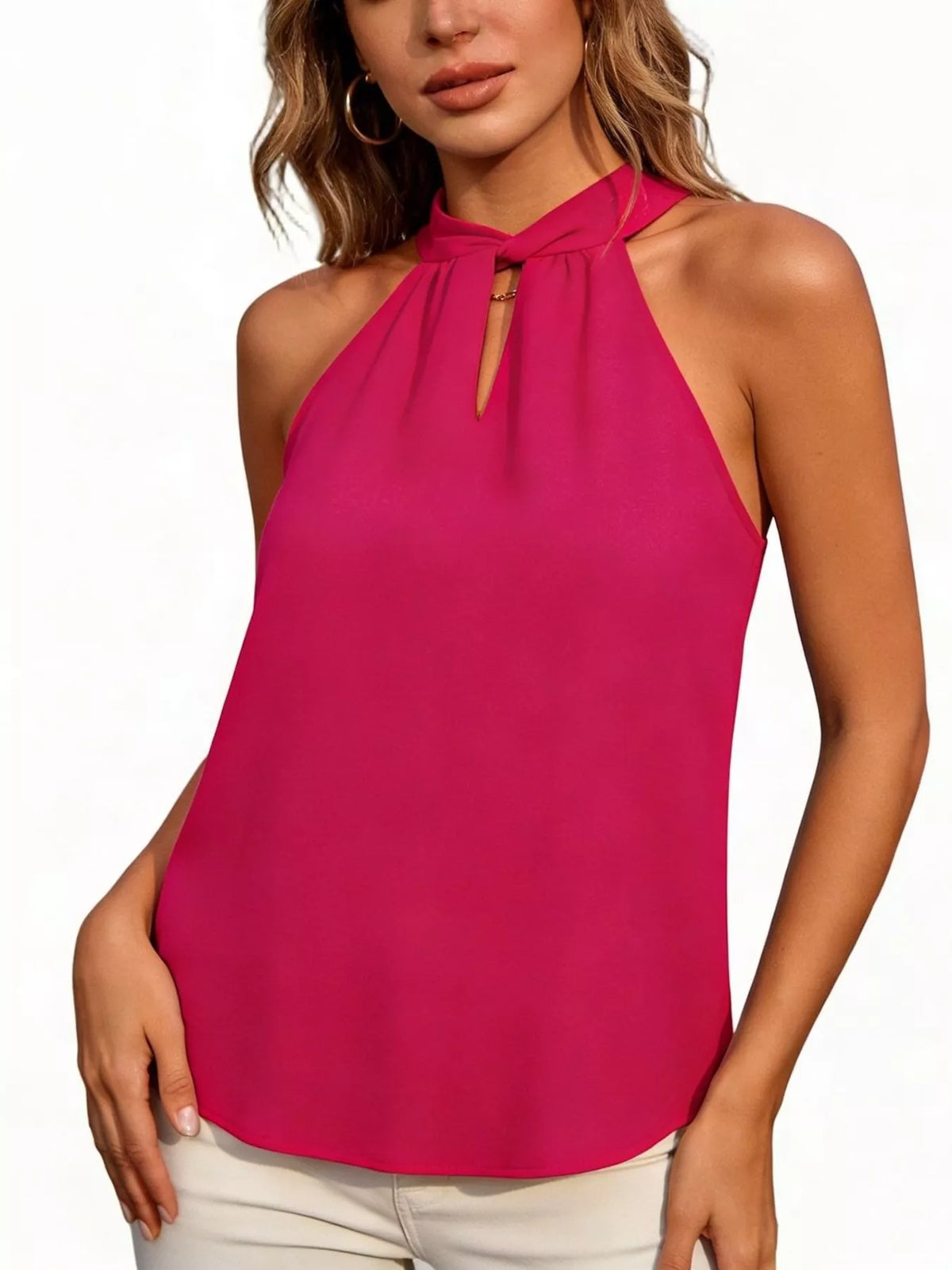 Keyhole Sleeveless Tank - Lilixa.store