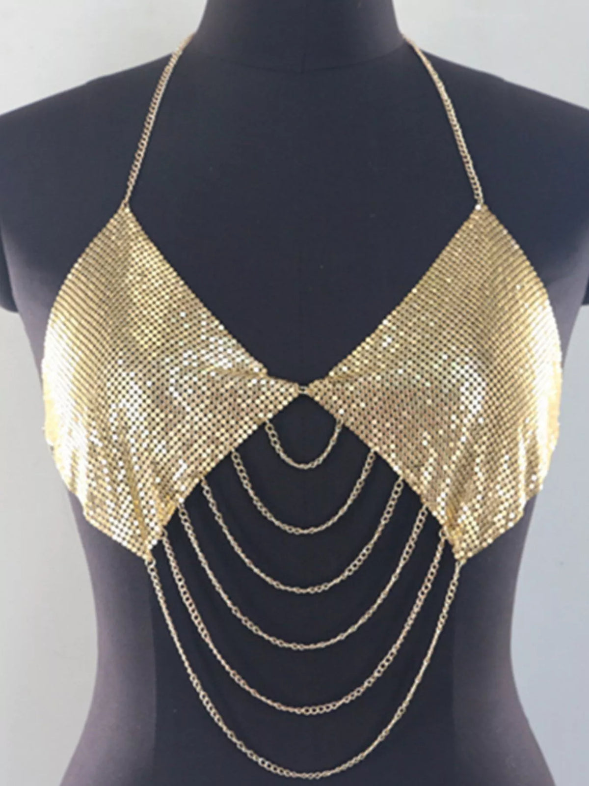 Metallic Chainmail Halter Cami Top, view 5