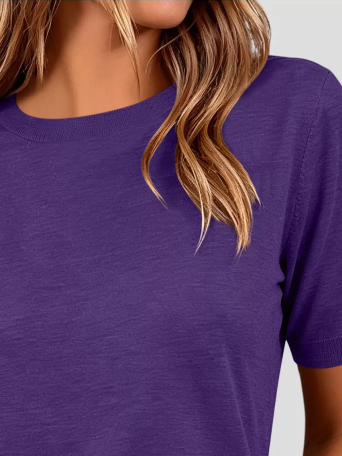 Classic Crew Neck Short Sleeve Knit Top - Lilixa.store