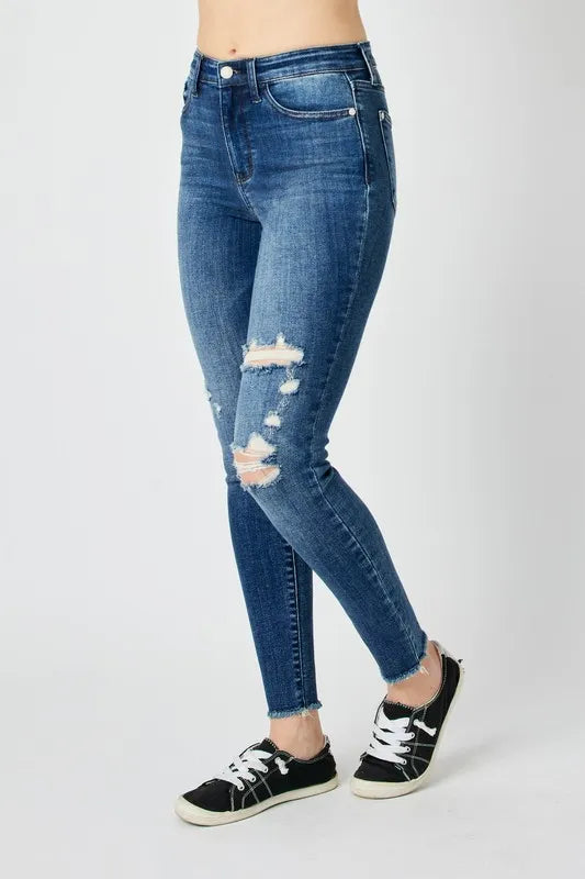 Judy Blue Full Size  High Waist Distressed Skinny Jeans - Lilixa.store