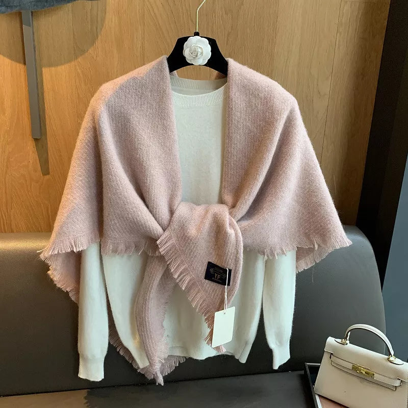 Thick Tassel Triangle Shawl Scarf - Lilixa.store