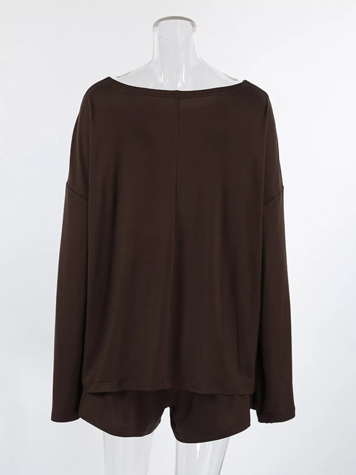 Oversized Long Sleeve Top and Shorts Lounge Set, view 10
