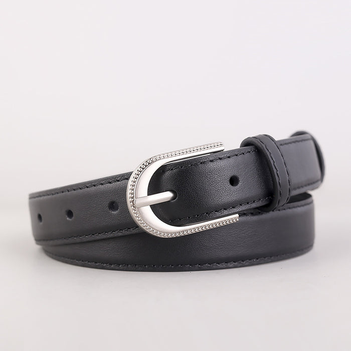 Leather Belt with Rhinestone Buckle - Lilixa.store