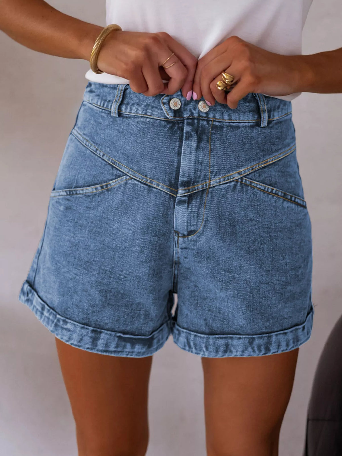 High-Waisted Denim Shorts - Lilixa.store