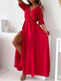 Slit Cold Shoulder Maxi Dress - Lilixa.store