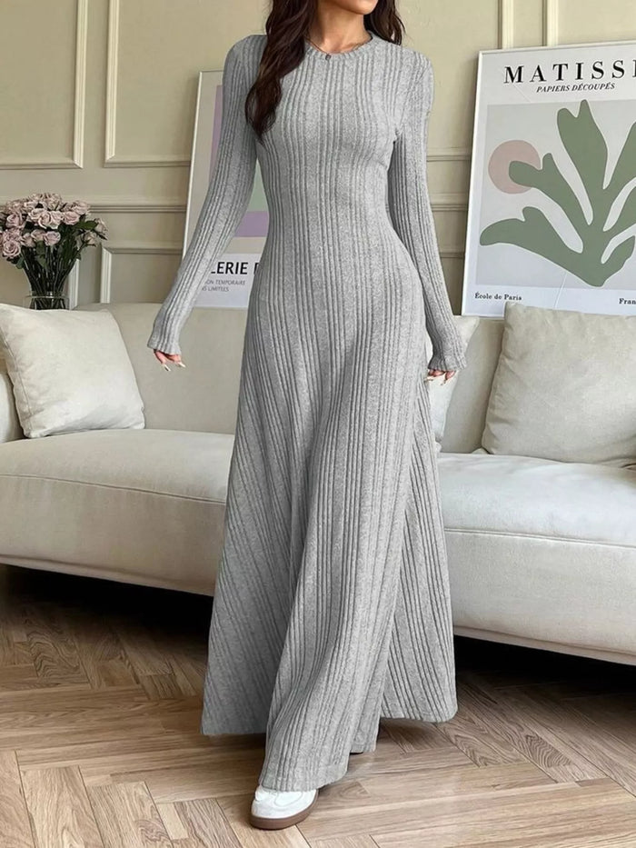 Long Sleeve Ribbed Knit Dress - Lilixa.store