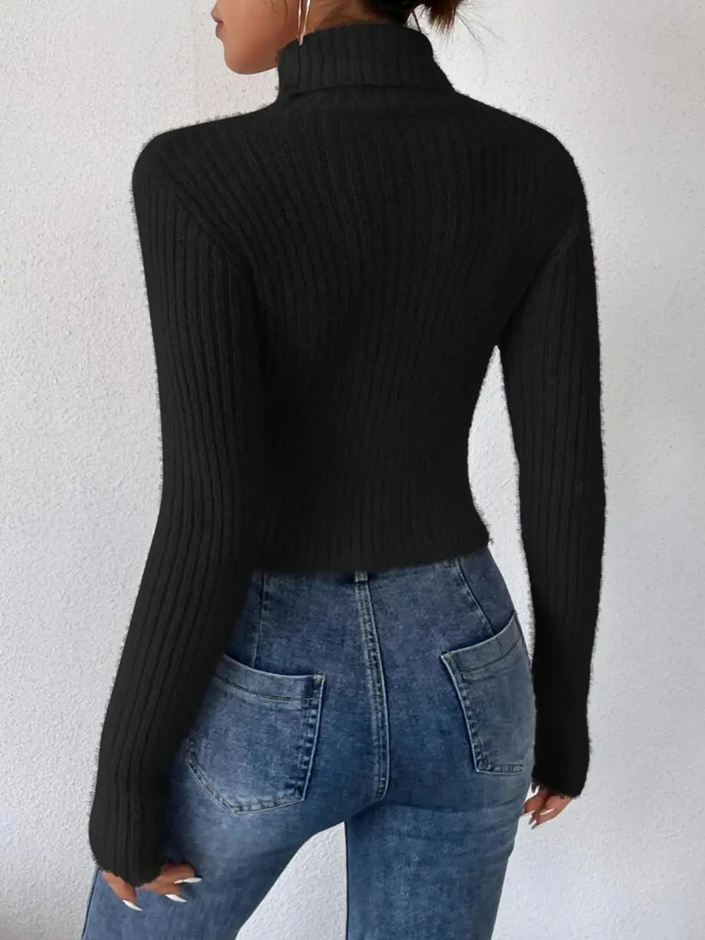 Ribbed Turtleneck Long Sleeve Sweater, view 11