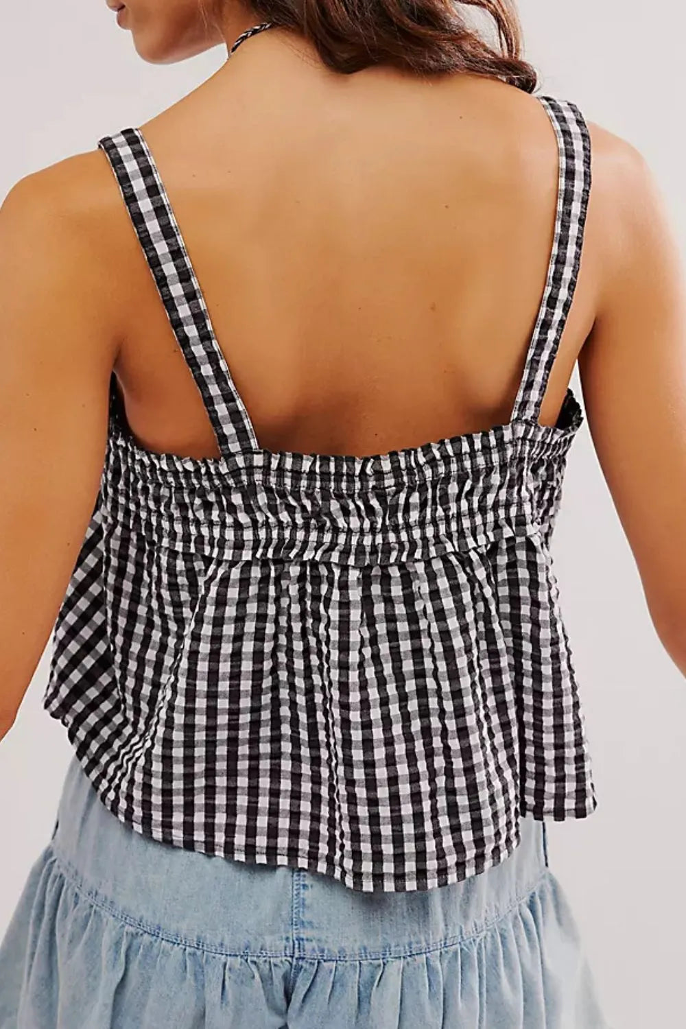 Tied Front Textured Square Neck Cami - Lilixa.store