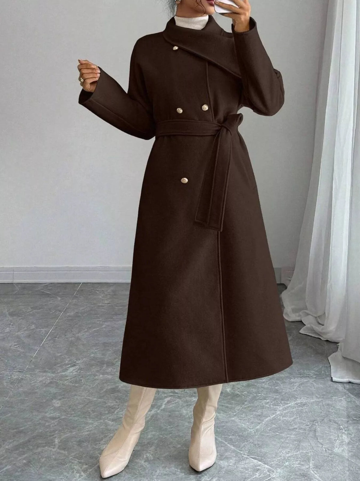 Double-Breasted Longline Coat