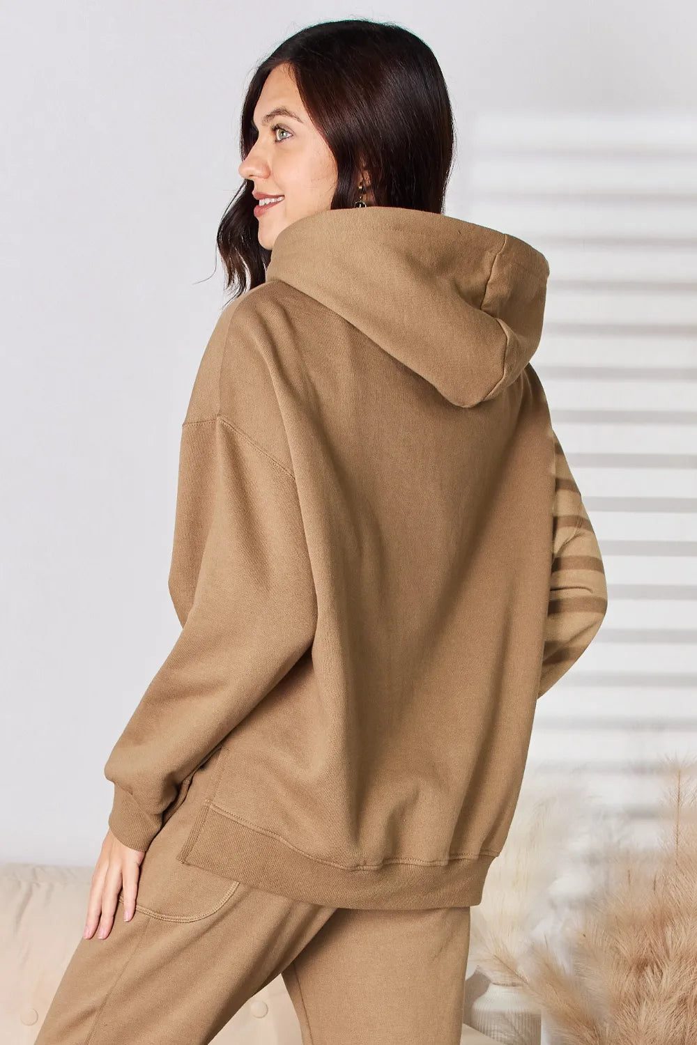 RISEN Drawstring Drop Shoulder Long Sleeve Hoodie - Lilixa.store