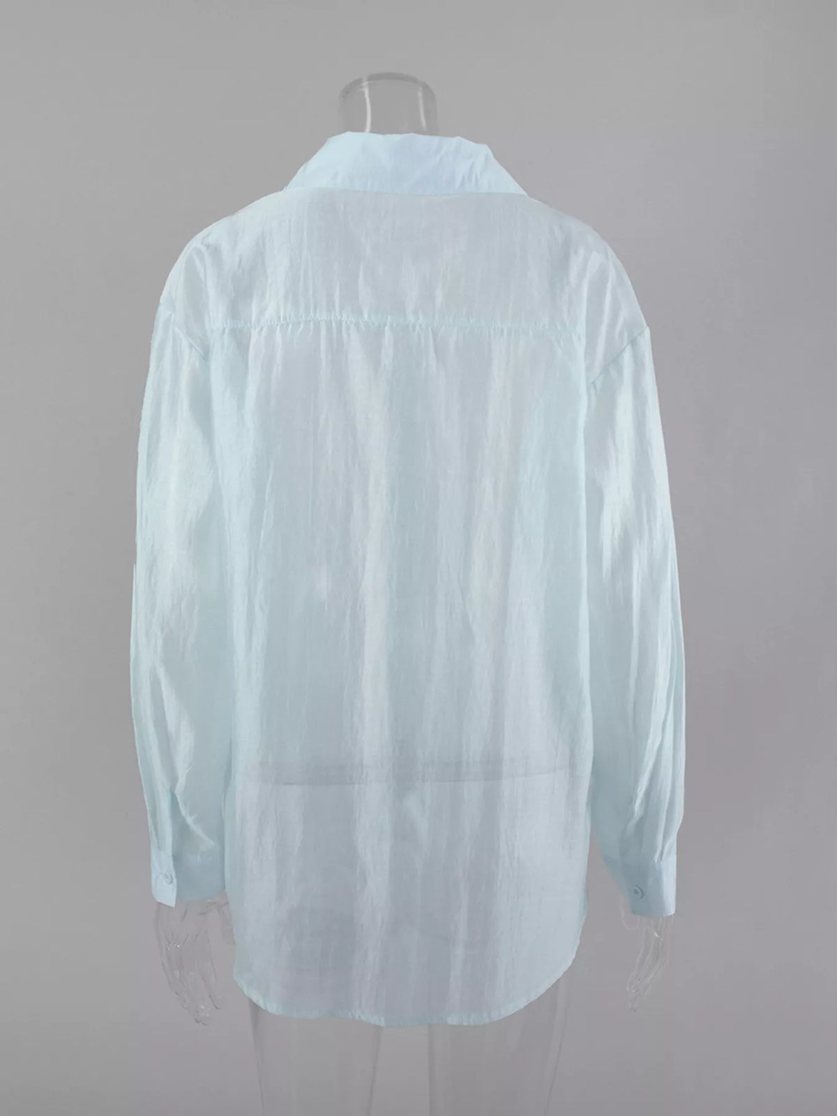 Sheer Oversized Button-Up Shirt, view 14