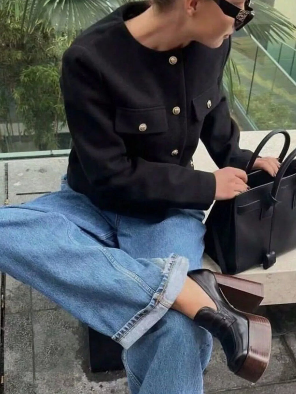 Tweed Button Up Cropped Outerwear - Lilixa.store
