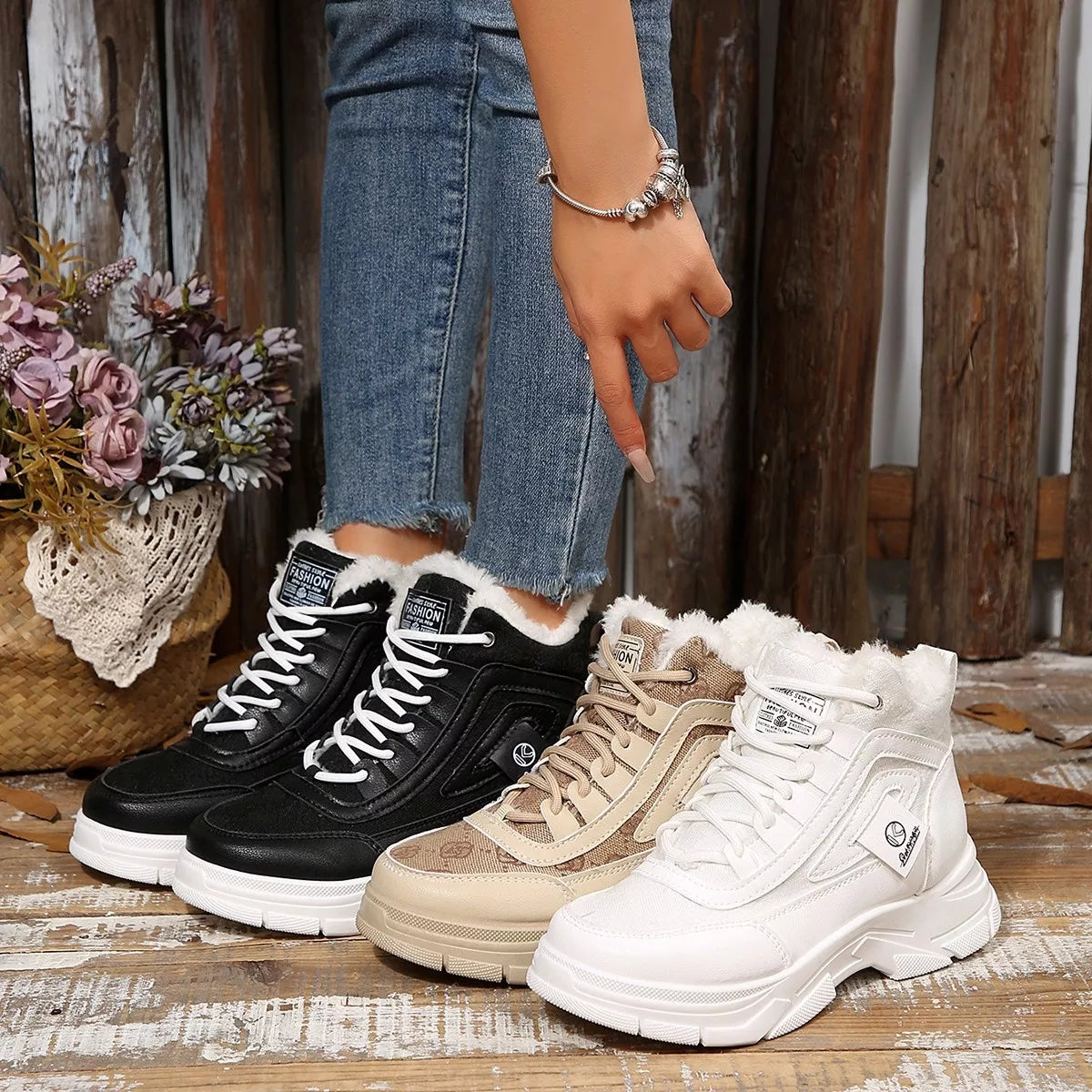 Plush Lined Ankle Boots - Lilixa.store