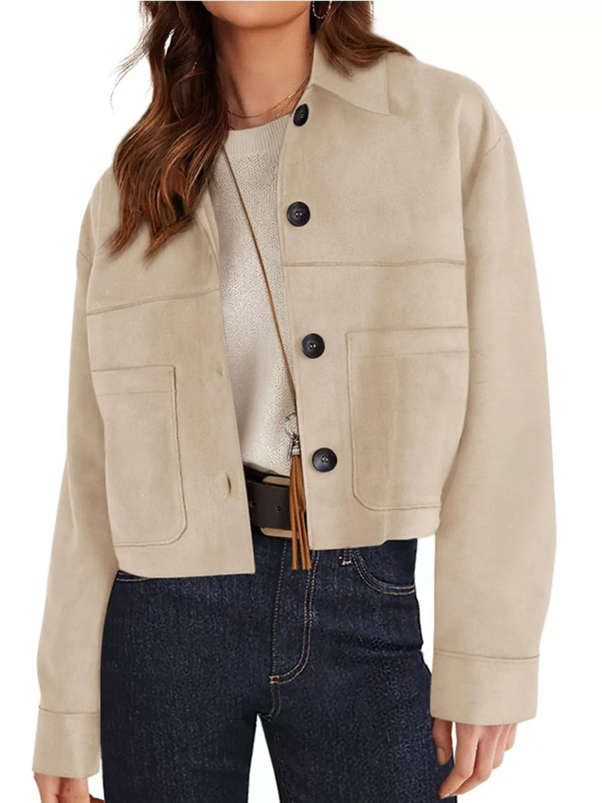 Button-Down Cropped Jacket