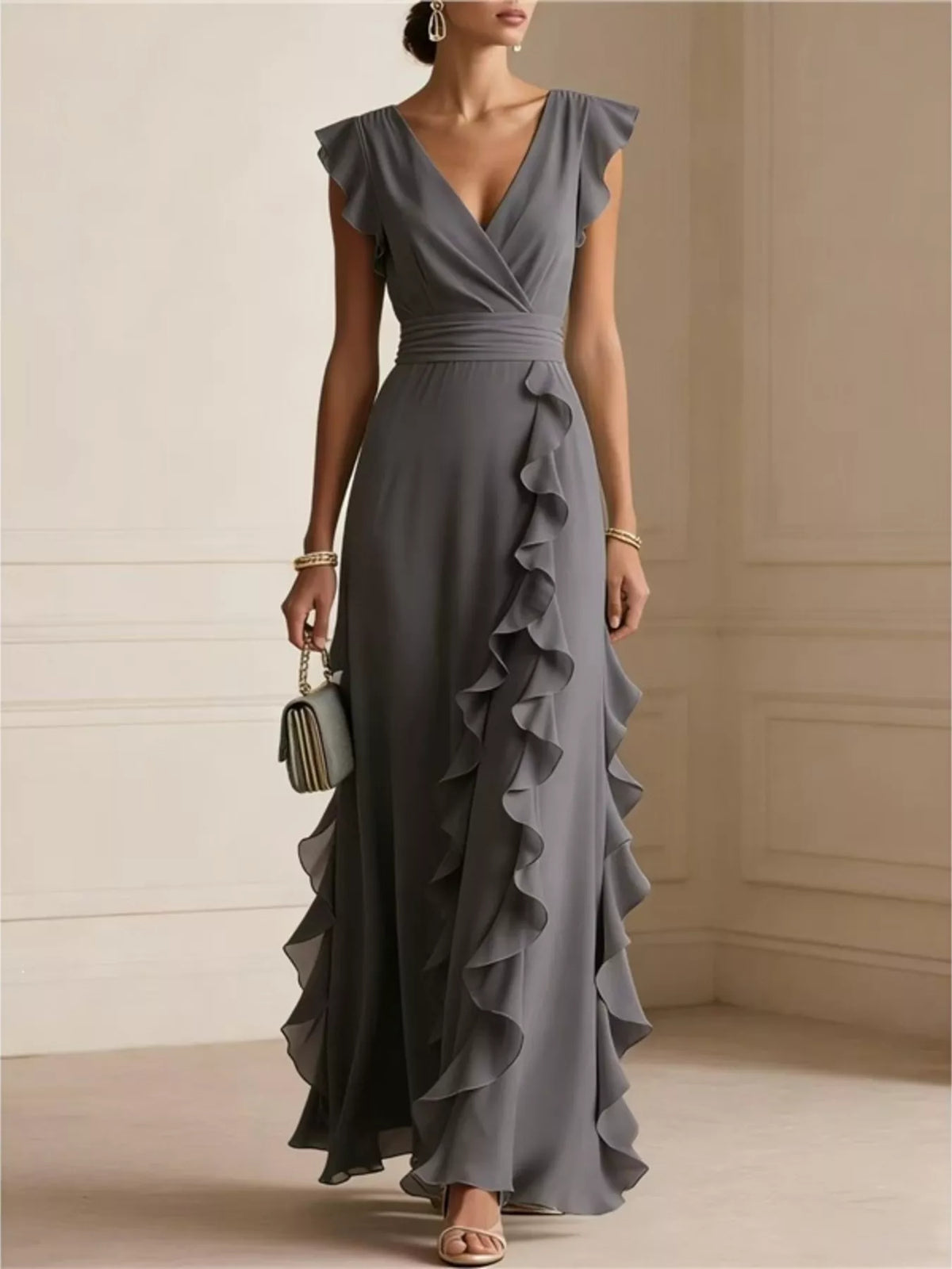 Ruffled Surplice Maxi Dress