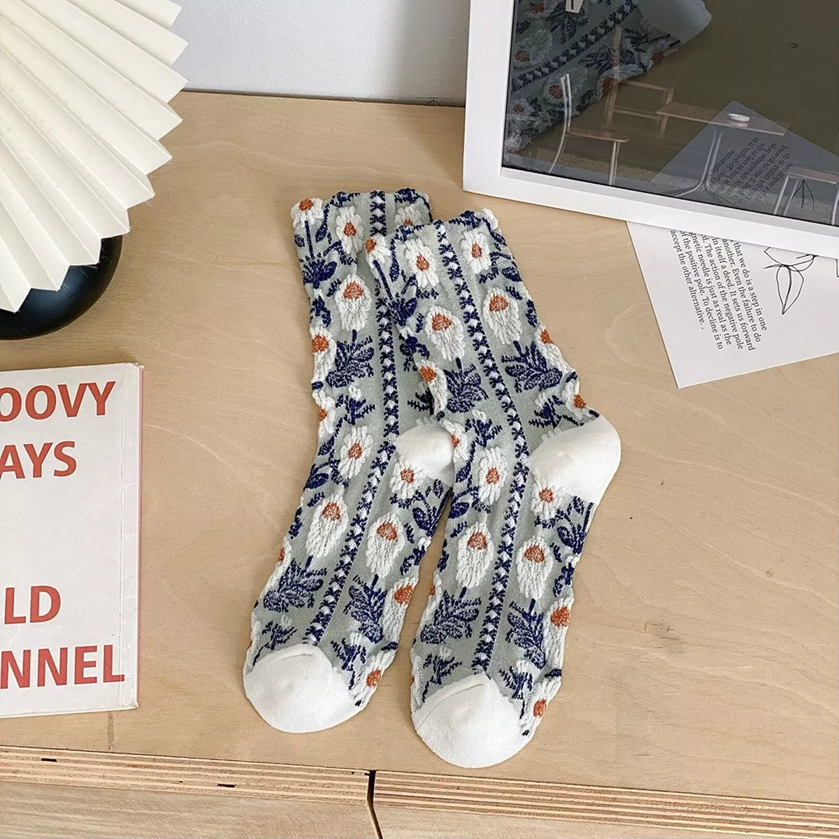 Vintage Jacquard Crew Socks - Lilixa.store