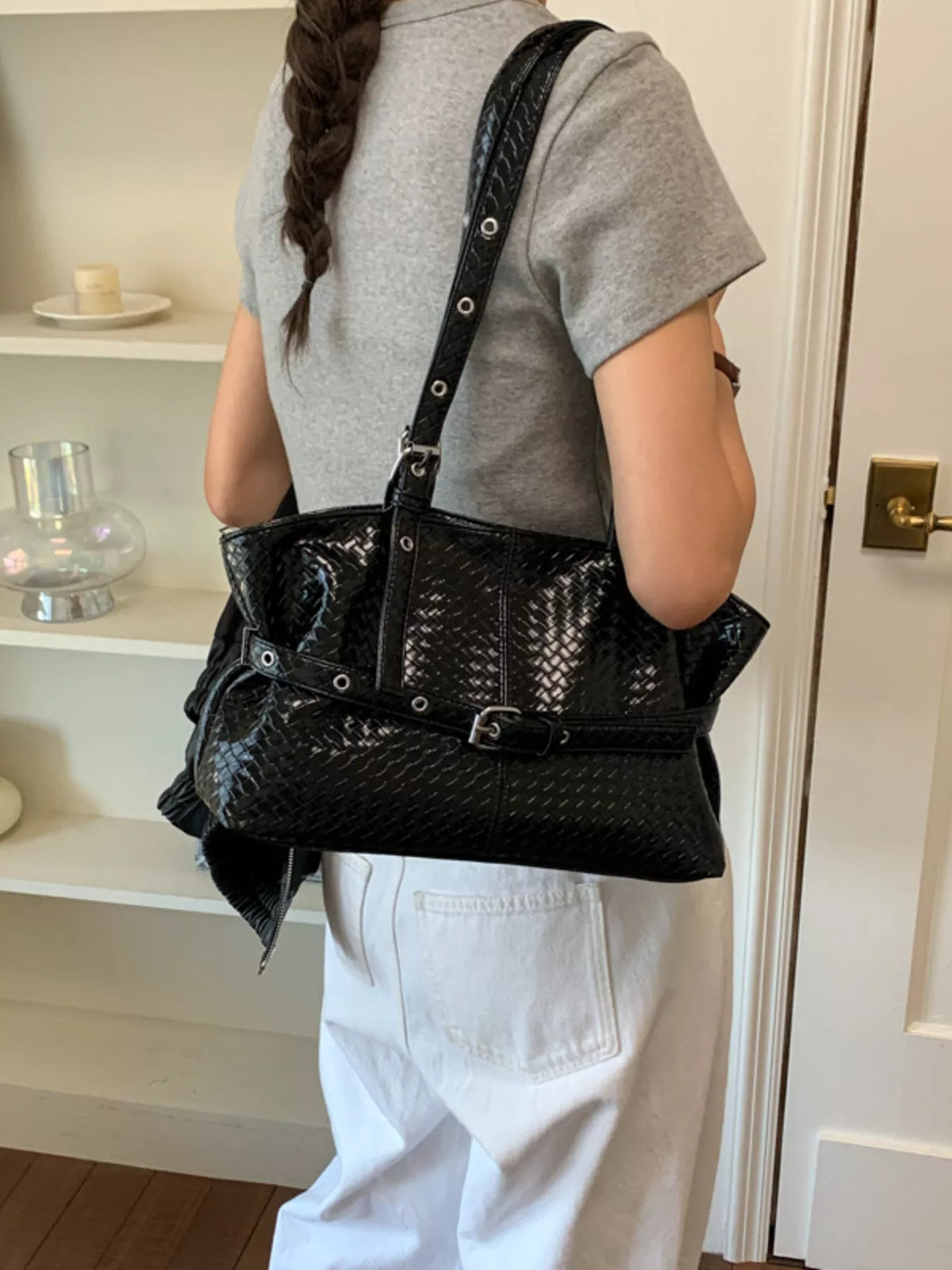 Buckle Detail Shoulder Bag - Lilixa.store