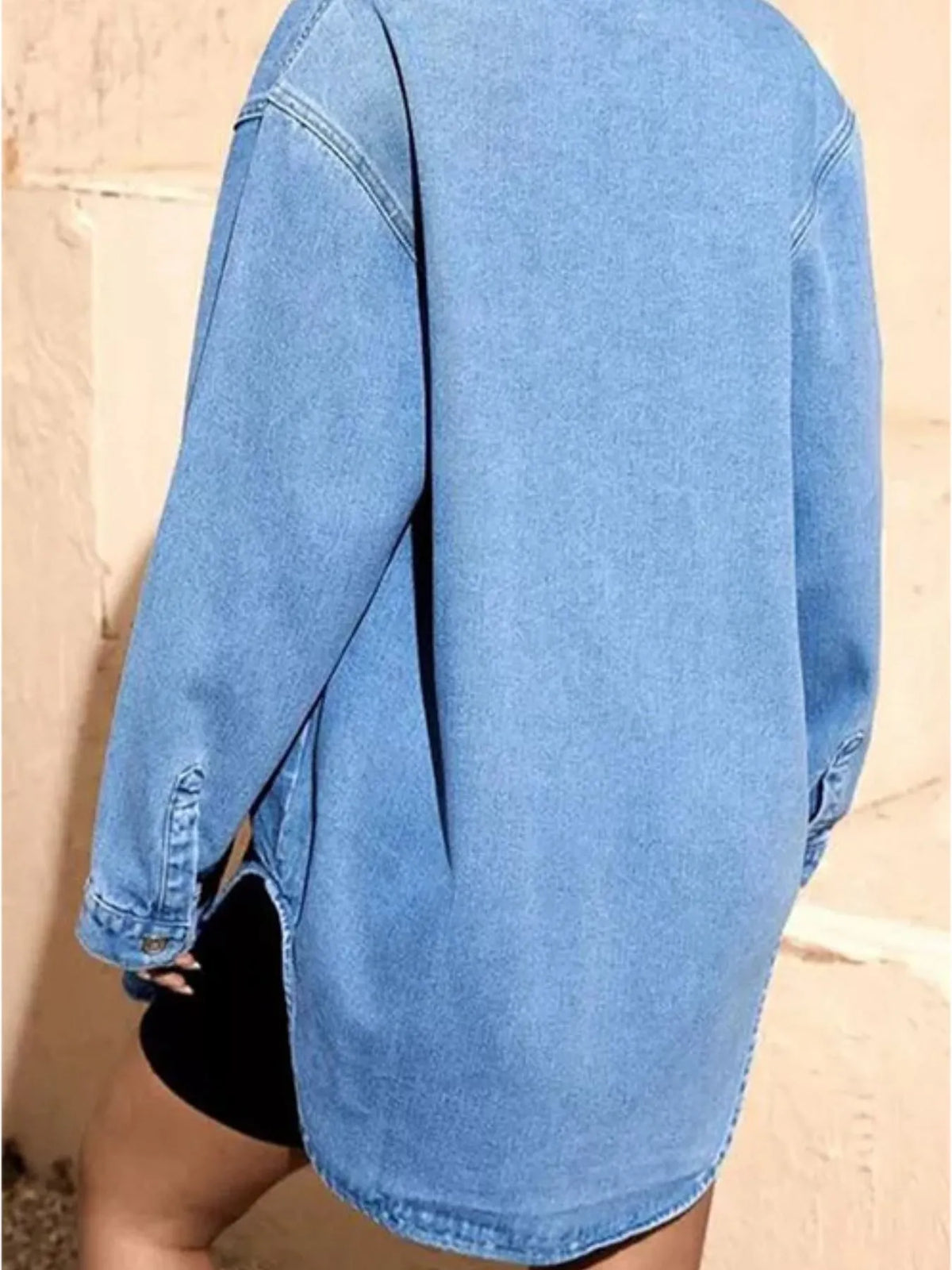 Slit Button Up Denim Shirt - Lilixa.store