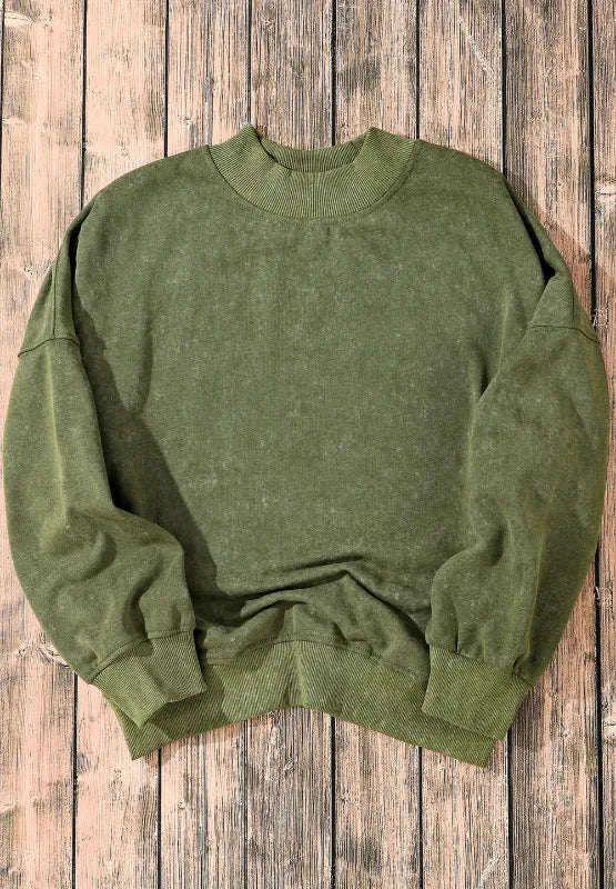 Mock Neck Dropped Shoulder Sweatshirt - Lilixa.store