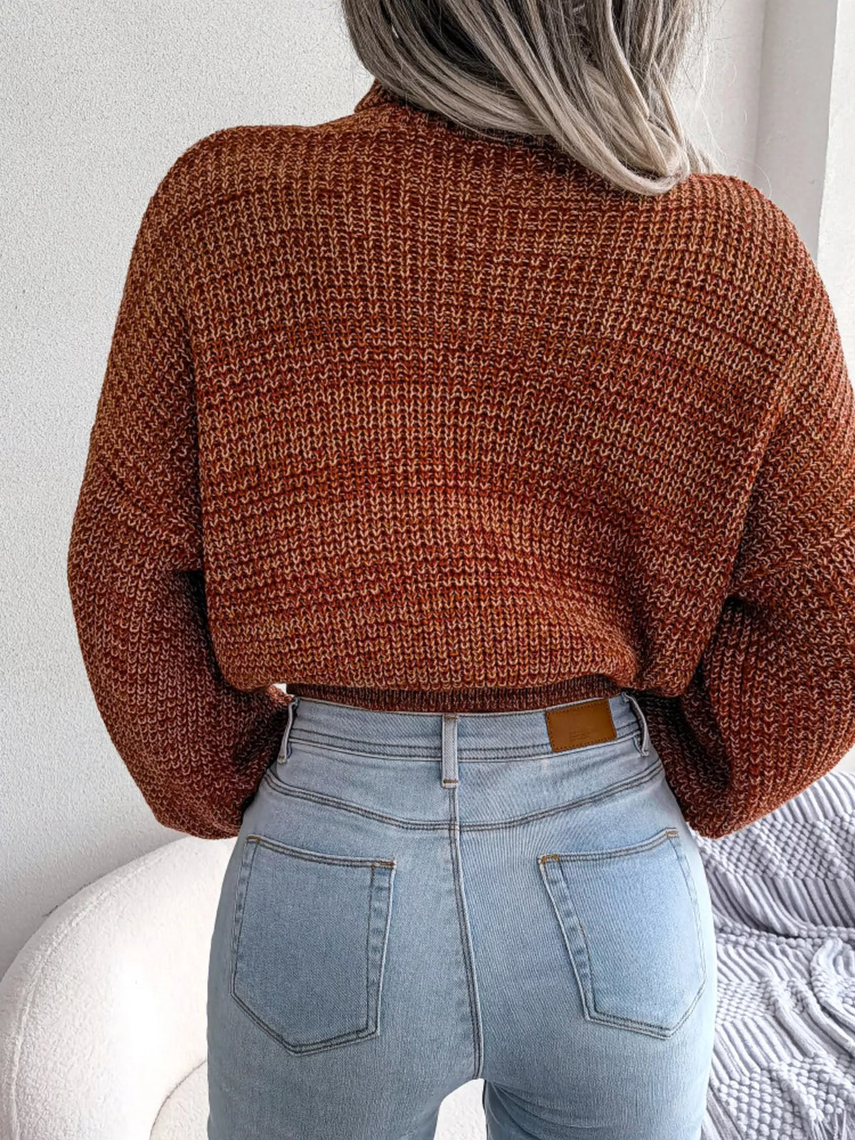 Turtleneck Dropped Shoulder Sweater